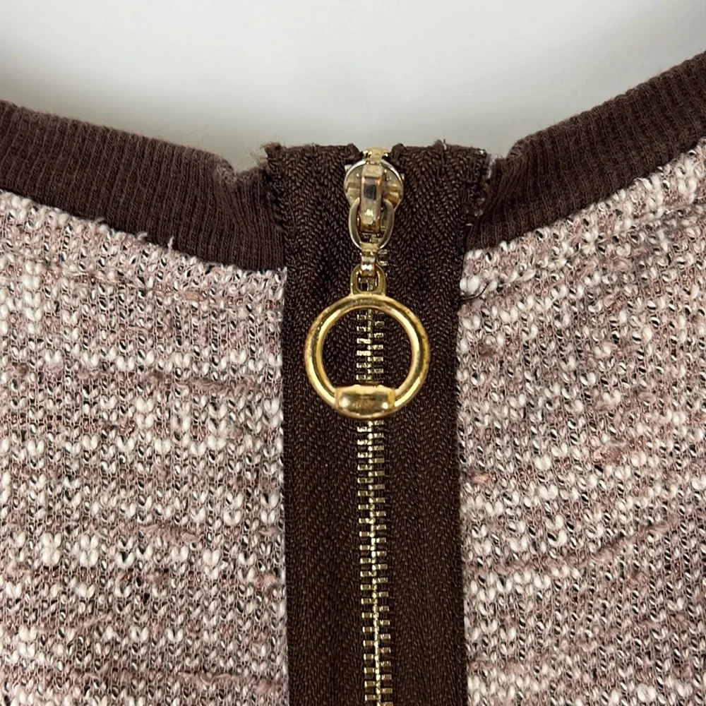 KUT FROM THE KLOTH pullover sweater mixed knit brown w/full back gold zi… - Picture 3 of 10